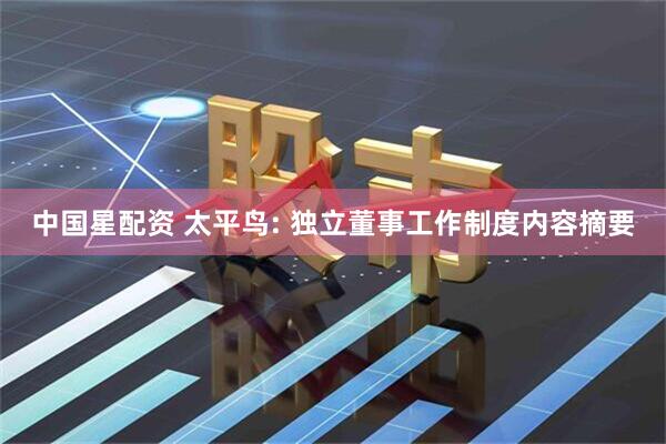 中国星配资 太平鸟: 独立董事工作制度内容摘要